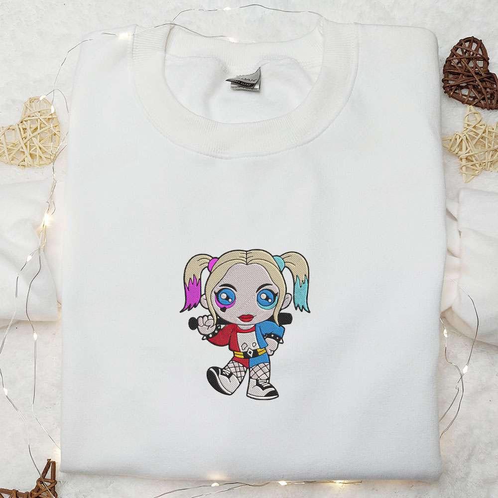 Chibi Harley Quinn Embroidered Sweatshirt Movie Embroidered Hoodie Best Halloween Gifts Ideas