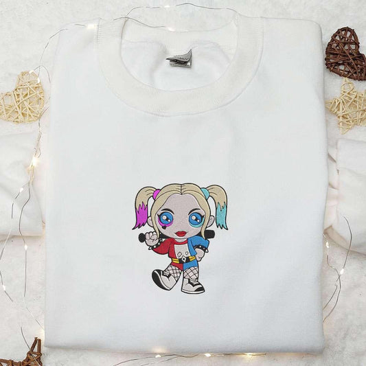 Chibi Harley Quinn Embroidered Sweatshirt Movie Embroidered Hoodie Best Halloween Gifts Ideas