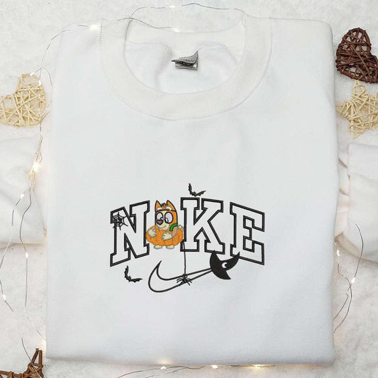 Bingo Pumpkin x Nike Embroidered Shirt Bluey Cartoon Embroidered Hoodie Halloween Embroidered Sweatshirt