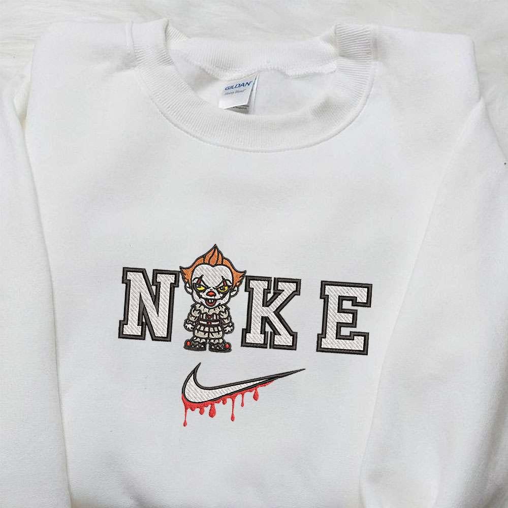 Chibi Pennywise x Nike Embroidered Hoodie Nike Inspired Embroidered Shirt Best Halloween Gift Ideas
