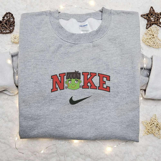 Chibi Frankenstien Face x Nike Embroidered Sweatshirt Horror Movie Halloween Embroidered Shirt Best Halloween Gift Ideas
