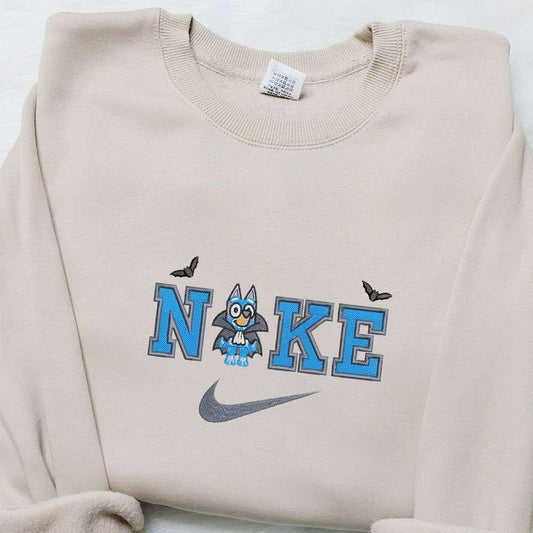 Bingo Dracula x Nike Embroidered Shirt Bluey Cartoon Embroidered Hoodie Halloween Embroidered Sweatshirt
