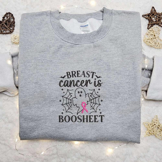 Breast Cancer is Boo Sheet Embroidered Shirt Halloween Embroidered Shirt Best Halloween Gift Ideas