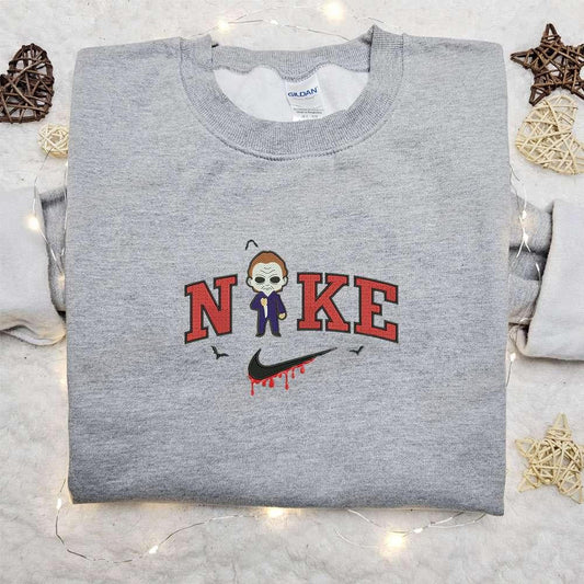 Chibi Michael Myers x Nike Embroidered Sweatshirt Horror Movie Halloween Embroidered Shirt Best Halloween Gift Ideas