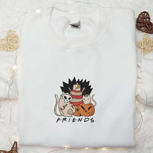 Cat Friends Halloween Embroiderd Shirt Funny Halloween Embroidered Shirt Unique Gifts for Family