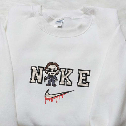 Chibi Michael Myers x Nike Embroidered Tshirt Nike Inspired Embroidered Shirt Best Halloween Gift Ideas