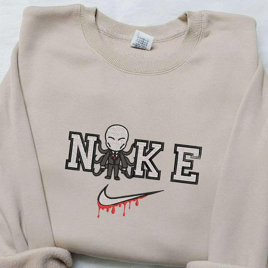 Chibi Slenderman x Nike Embroidered Hoodie Nike Inspired Embroidered Shirt Best Halloween Gift Ideas