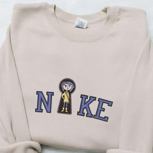 Coraline x Nike Embroidered Sweatshirt Horror Movie Halloween Embroidered Shirt Best Halloween Gifts Ideas