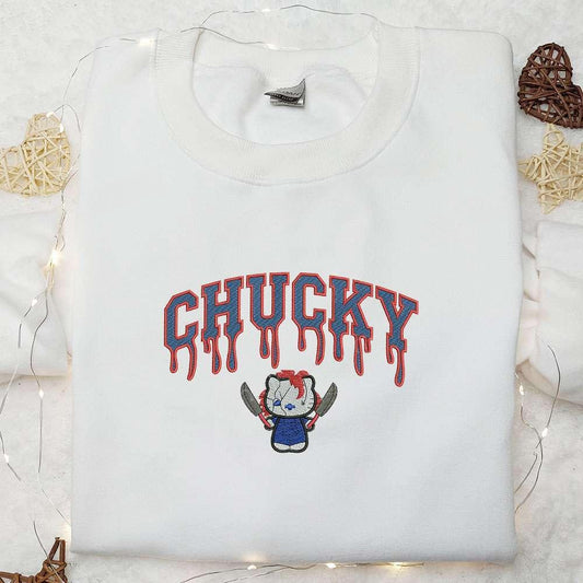 Chucky Kitty Embroidered Sweatshirt Halloween Embroidered Hoodie Best Gifts for Family