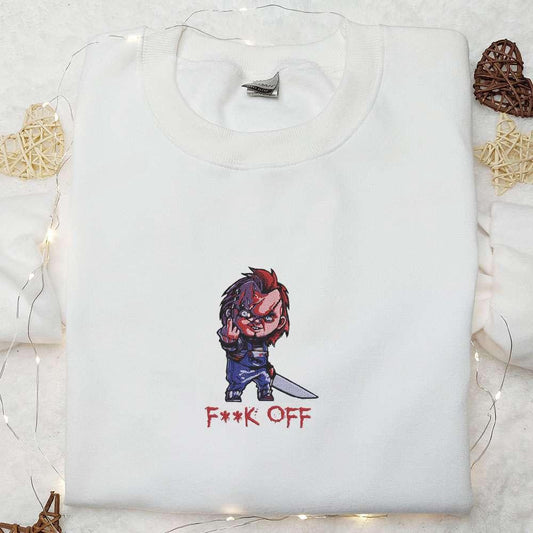 Chucky Fuck Off Embroidered Shirt Halloween Movie Embroidered Shirt Best Gifts for Halloween Lovers