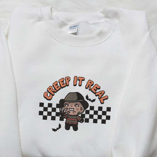 Creep It Real Freddy Krueger Embroidered Sweatshirt Halloween Horror Movie Embroidered Shirt Best Gift Ideas