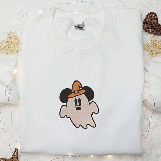 Cute Mickey Ghost Witch Hat Embroidered Shirt Happy Halloween Embroidered Shirt Best Halloween Gifts for Family