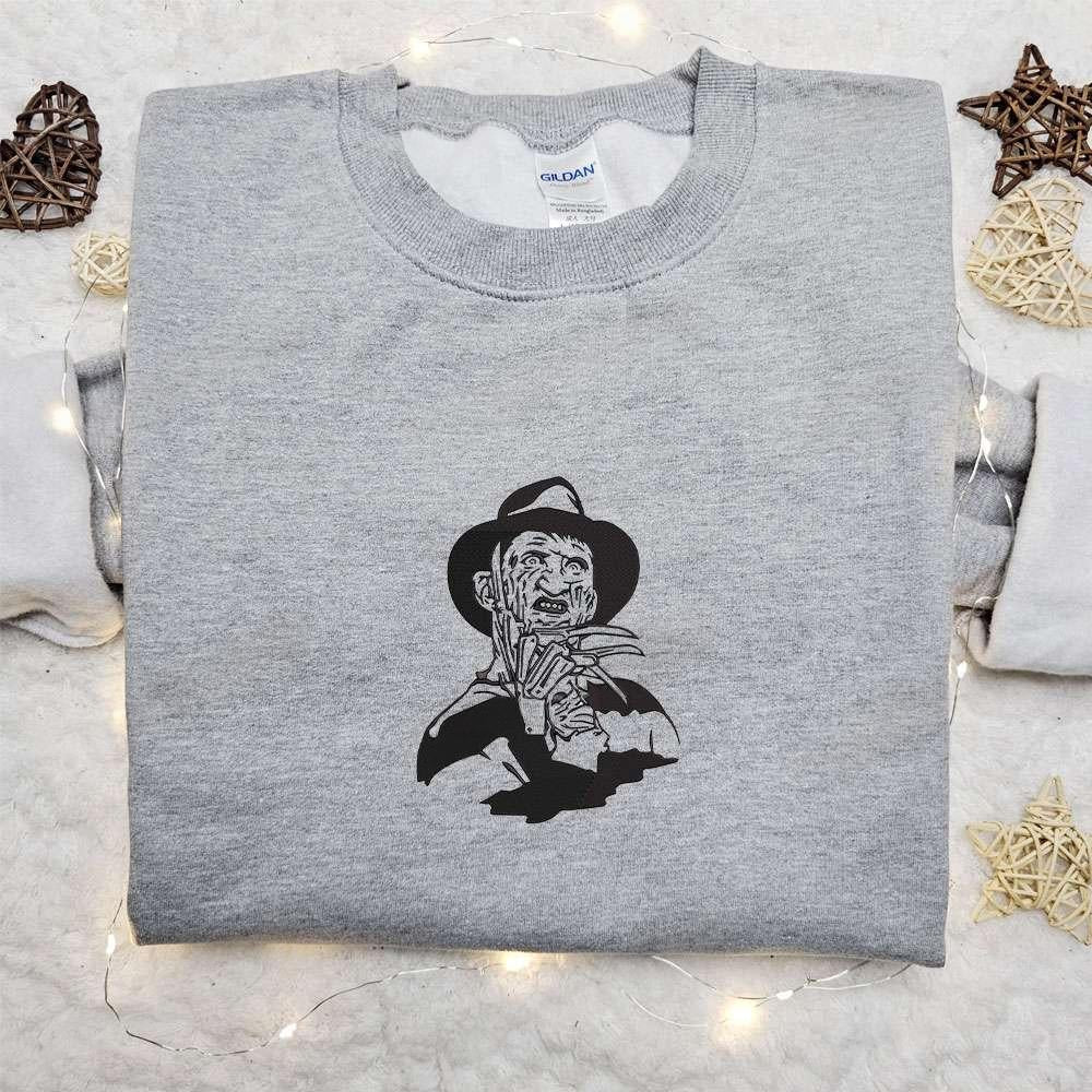 Freddy Krueger Embroidered Sweatshirt Silhouette Horror Movies Embroidered Hoodie Best Halloween Gifts Ideas