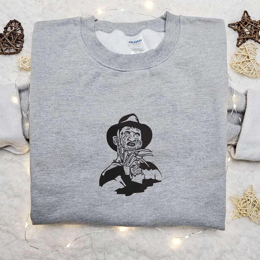 Freddy Krueger Embroidered Sweatshirt Silhouette Horror Movies Embroidered Hoodie Best Halloween Gifts Ideas