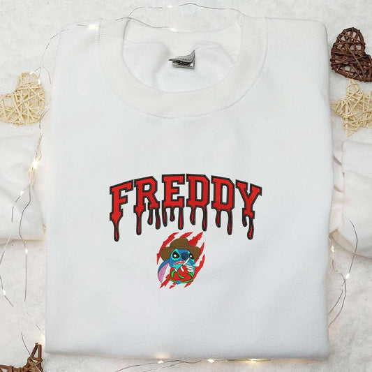 Freddy Krueger x Stitch Embroidered Sweatshirt Silhouette Horror Movies Embroidered Hoodie Disney Halloween Gifts