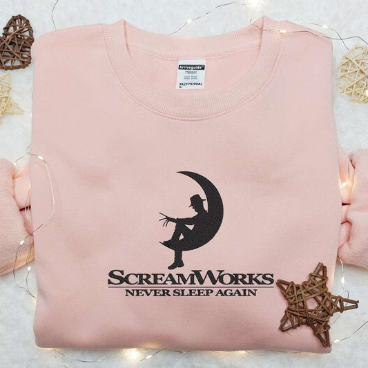 Freddy Krueger Scream Works Never Sleep Again Embroidered Sweatshirt Horror Movie Embroidered Shirt