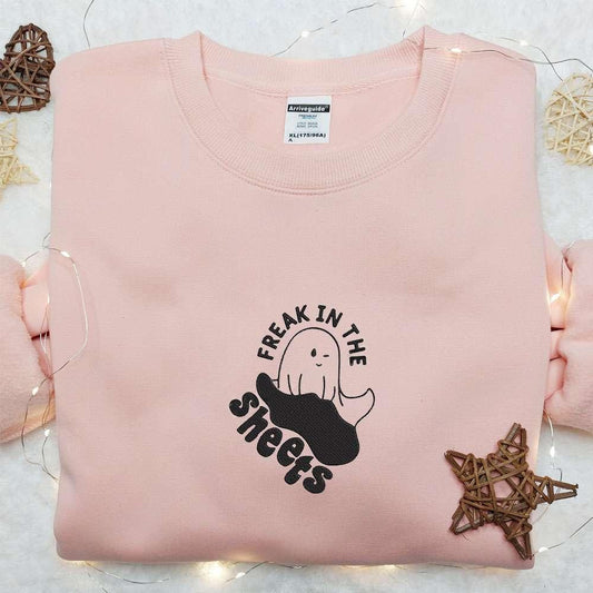 Freak In The Sheets Embroidered Sweatshirt Cute Halloween Embroidered Hoodie Best Halloween Gift Ideas