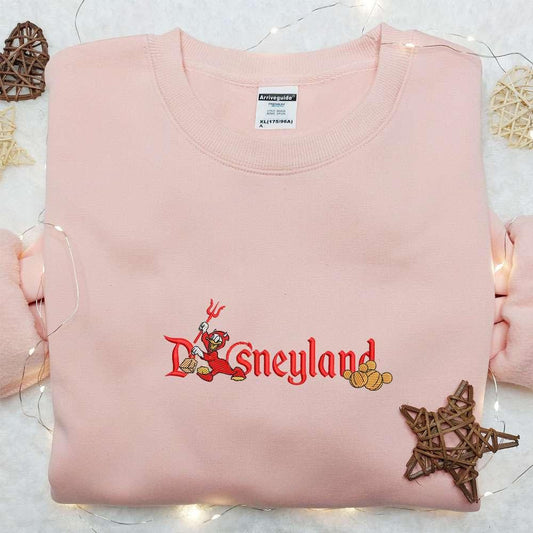 Donald Duck Red Devil Disneyland Halloween Embroidered Shirt