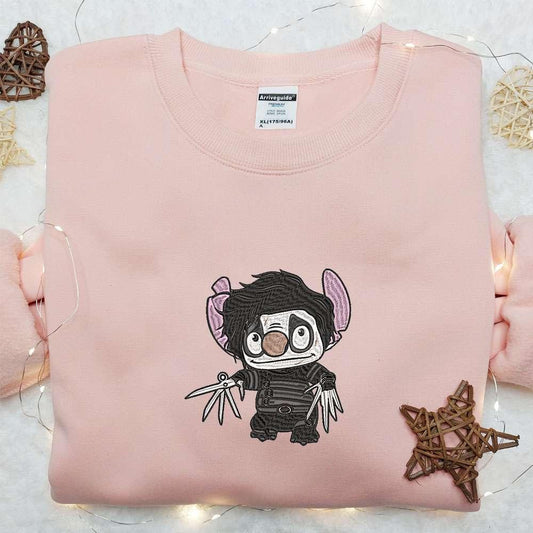 Edward Scissorhands Stitch Cosplay Embroidered Hoodie Funny Halloween Embroidered Shirt Best Gifts for Halloween Lovers