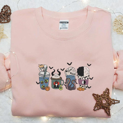 Disney Villains Latte Coffee Embroidered Sweatshirt Disney Characters Embroidered T shirt Best Gift Ideas