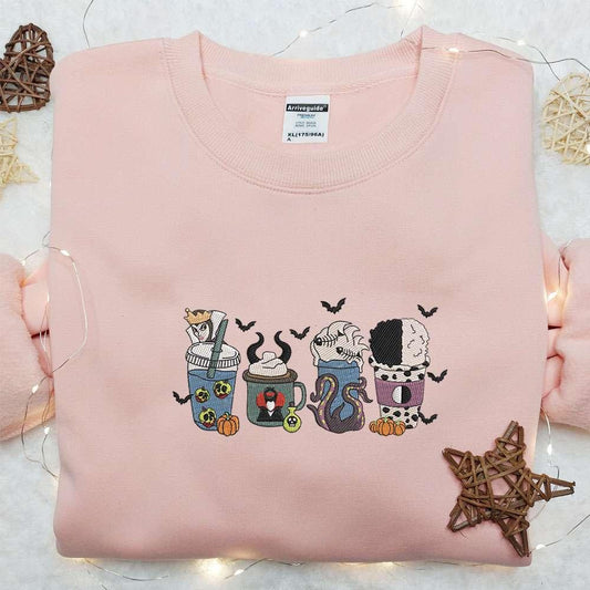 Disney Villains Latte Coffee Embroidered Sweatshirt Disney Characters Embroidered T shirt Best Gift Ideas