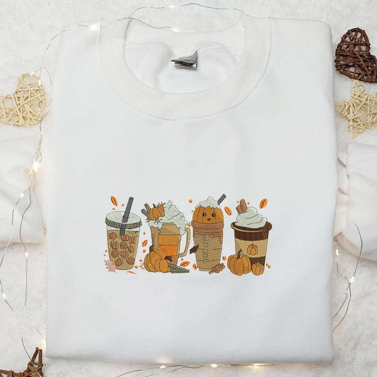 Drink Pumpkins Halloween Embroidered Hoodie Cool Halloween Embroidered Sweatshirt Amazing Halloween T shirt