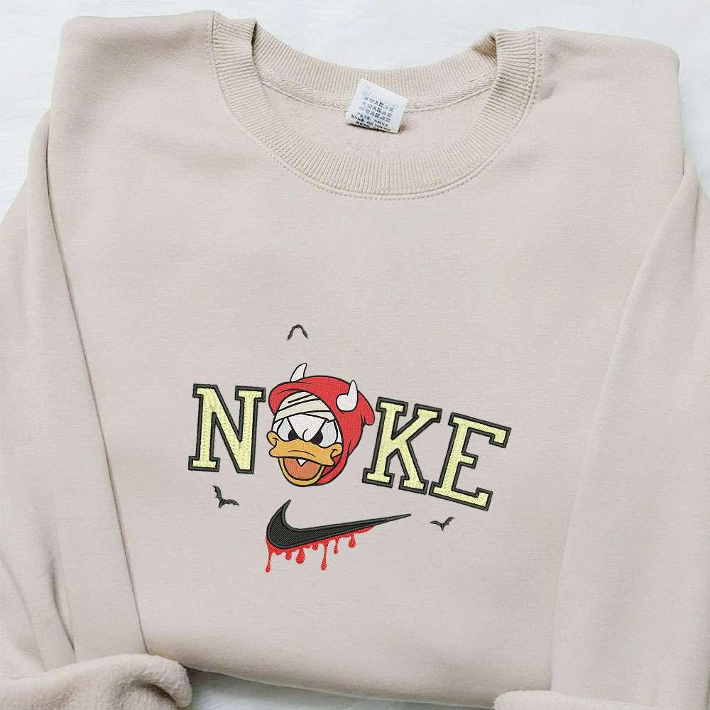 Donald Duck Devil x Nike Embroidered Sweatshirt Walt Disney Characters Embroidered Shirt Best Halloween Gift Ideas