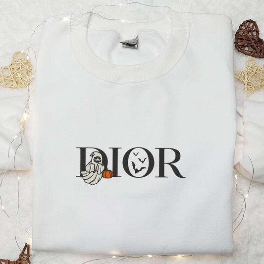 Dior Logo With Ghost And Bats x Nike Embroidered Shirt Halloween Embroidered Hoodie Best Gifts For Family