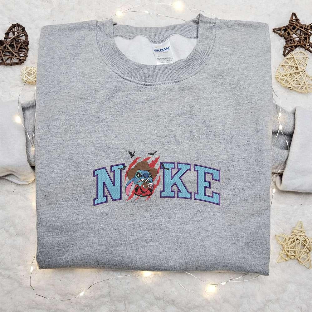 Freddy Krueger Killer Monster Stitch x Nike Embroidered Shirt Disney Halloween Embroidered Shirt Nike Inspired Embroidered Shirt