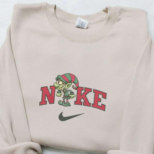 Evil Elf x Nike Christmas Embroidered Sweatshirt Movie Christmas Embroidered Shirt Best Christmas Gift Ideas
