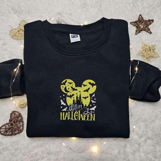 Disney Halloween Castle Embroidered Sweatshirt Disney Characters Embroidered Hoodie Best Halloween Gift Ideas