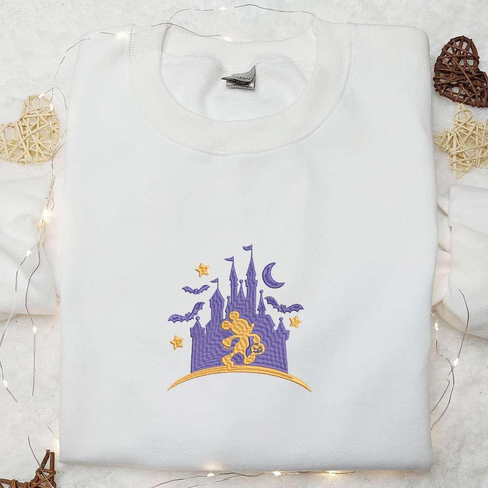 Disney Castle Mickey Halloween Embroidered Shirt Adorable Halloween Embroidered Shirt Disney Halloween Embroidered Shirt