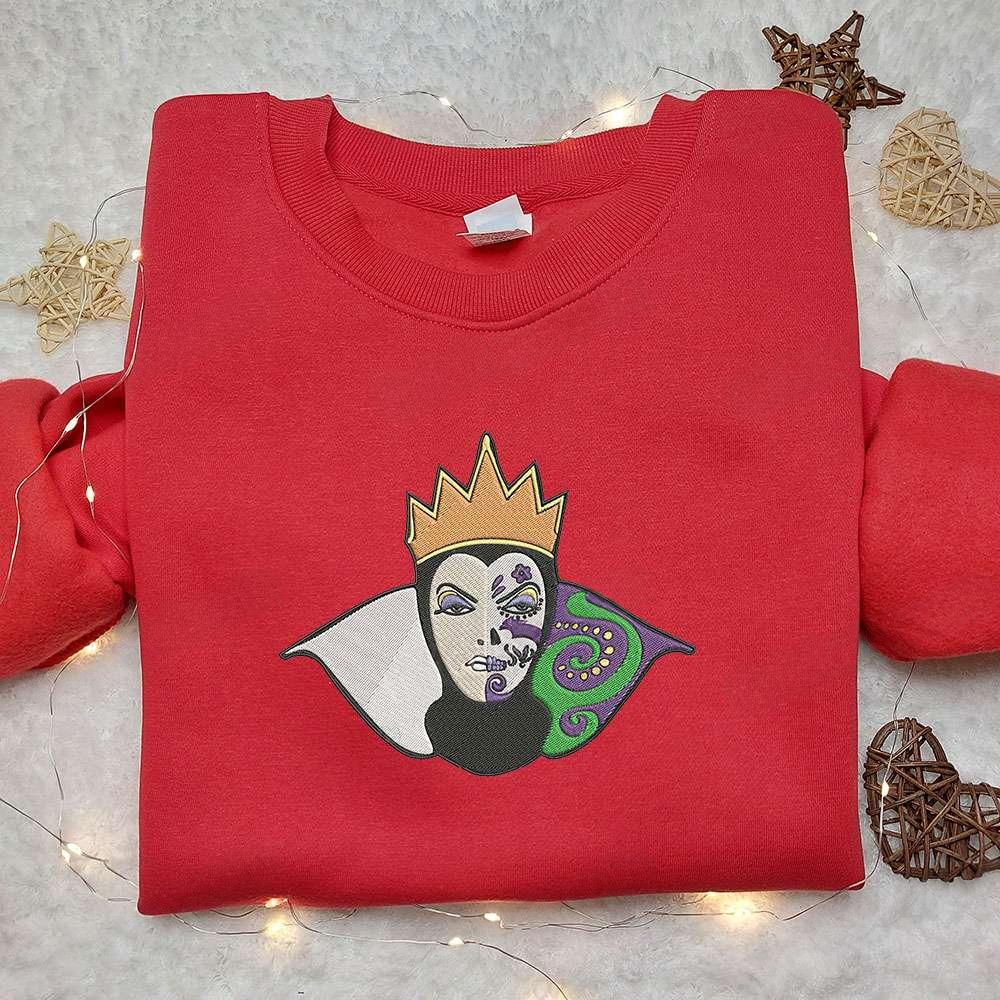 Evil Queen Dia De Los Muertos Embroidered Sweatshirt Disney Characters Embroidered Hoodie Best Halloween Gift Ideas