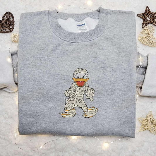 Donald Duck Mummy Embroidered Hoodie Disney Halloween Embroidered Sweatshirt Funny Halloween Embroidered Shirt