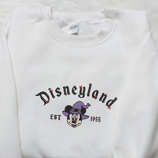 Disneyland Minnie Witch Est 9 Embroidered Shirt Disney Halloween Embroidered Hoodie Adorable Halloween Embroidered Shirt