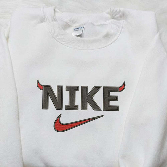 Devil x Nike Embroidered Shirt Halloween Embroidered Shirt Custom Nike Embroidered Shirt