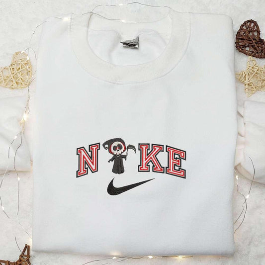 Death Chibi x Nike Embroidered Shirt Halloween Embroidered Hoodie Nike Inspired Embroidered Sweatshirt