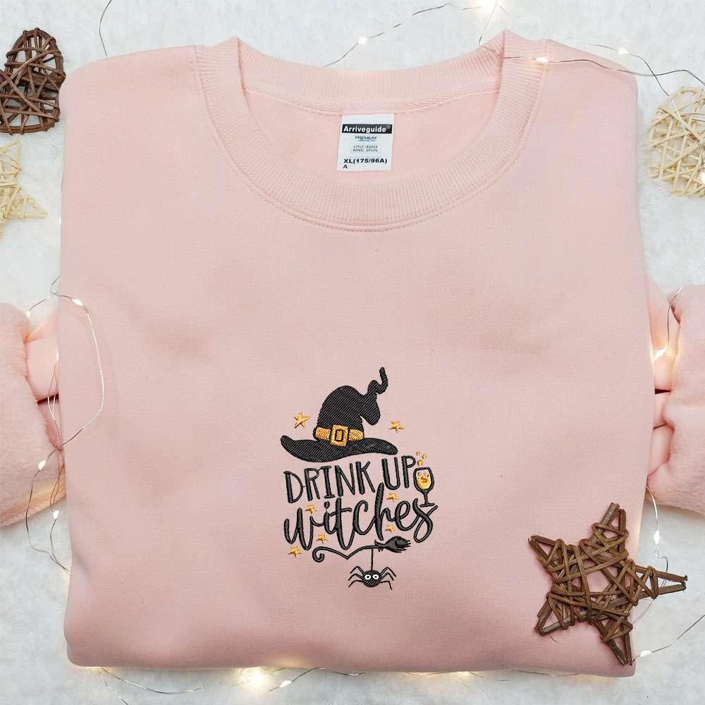 Drink Up Witches Embroidered Sweatshirt Halloween Embroidered Hoodie Best Halloween Gift Ideas For Family