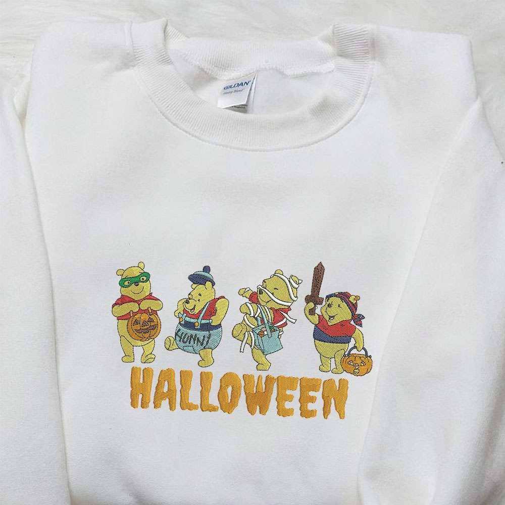 Halloween Winnie Pooh Embroidered Shirt Disney Halloween Family Embroidered Shirt Cute Halloween Embroidered Shirt