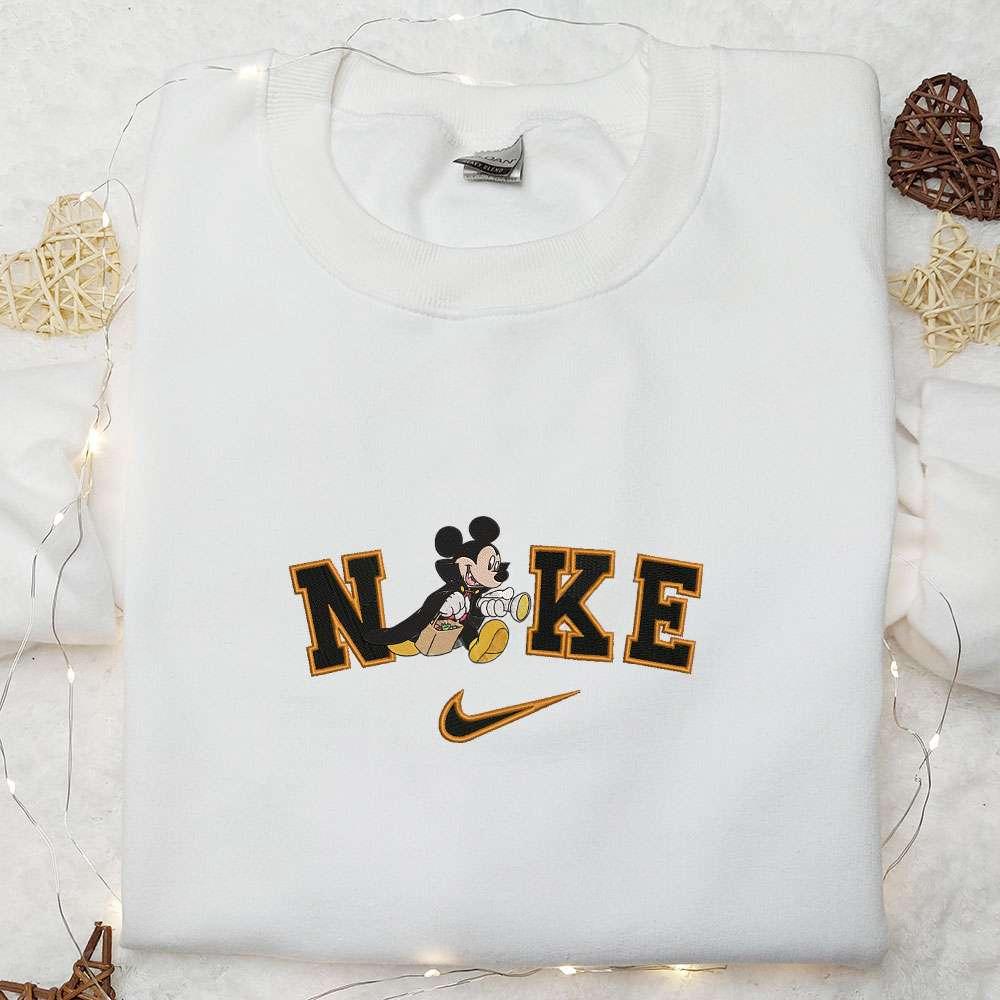 Vampire Costume Halloween Masquerade Mickey Mouse x Nike Embroidered Shirt Trick or Treat Embroidered Sweatshirt Cute Halloween Embroidered Hoodie
