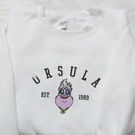 Ursula Est 989 Embroidered Sweatshirt Disney Characters Embroidered Hoodie Best Halloween Gift Ideas