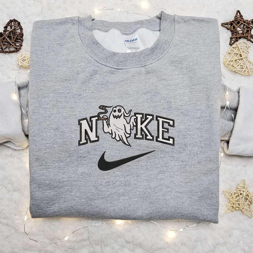 Weed Ghost x Nike Embroidered Sweatshirt Halloween Embroidered Shirt Best Halloween Gift Ideas for Family