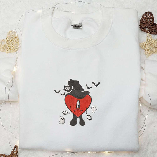 Witch Bad Bunny Embroidered Sweatshirt Halloween Embroidered Hoodie Best Gifts for Family