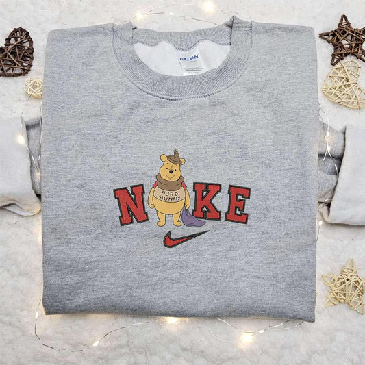 Wiinie the Pooh Halloween x Nike Embroidered Sweatshirt Walt Disney Characters Embroidered Shirt Best Halloween Gift Ideas