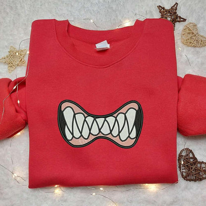 Zombie Mouth Embroidered Sweatshirt Halloween Embroidered Hoodie Best Halloween Gift Ideas