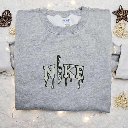 Nike x Knife Micheal Myers Embroidered Sweatshirt Horror Halloween Embroidered Shirt Best Gift Ideas