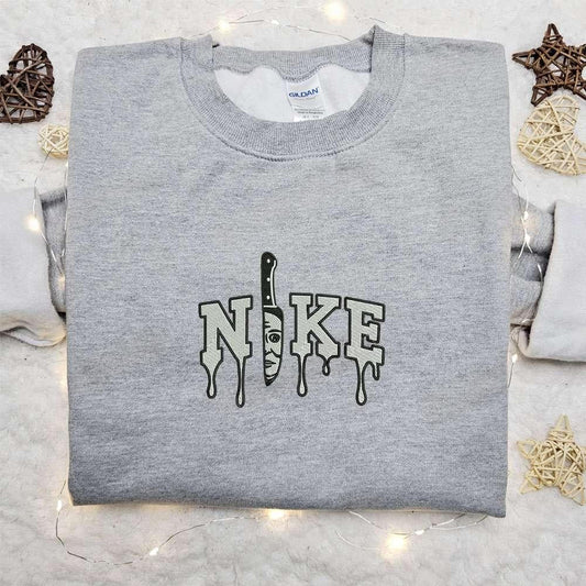 Nike x Knife Micheal Myers Embroidered Sweatshirt Horror Halloween Embroidered Shirt Best Gift Ideas