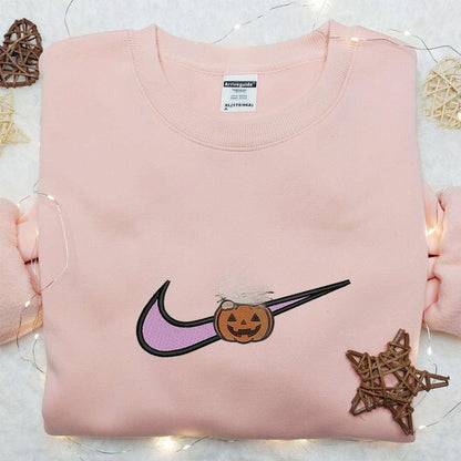Swoosh x Hello Kitty Halloween Pumpkin Embroidered Sweatshirt Nike Anime Embroidered Hoodie Best Gifts for Daughter
