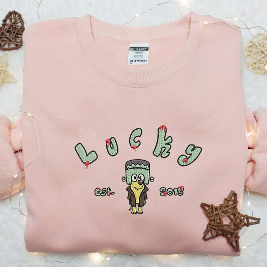 Bluey Lucky Est 08 Halloween Embroidered Shirt Halloween Embroidered Shirt Best Halloween Gifts for Family