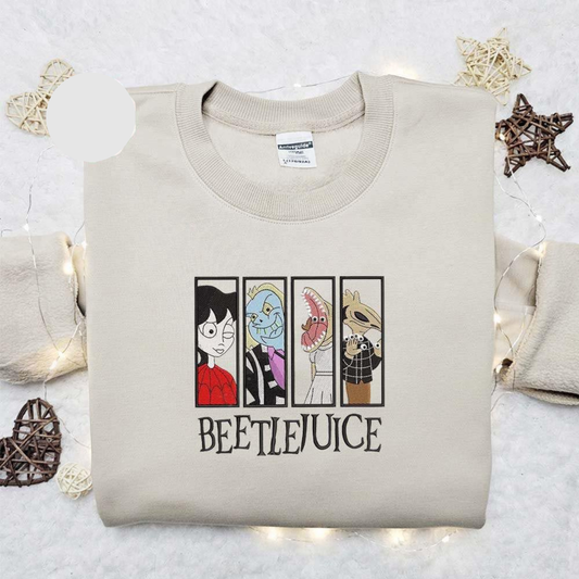 Beetlejuice Characters Blocks Halloween Embroidered Shirt